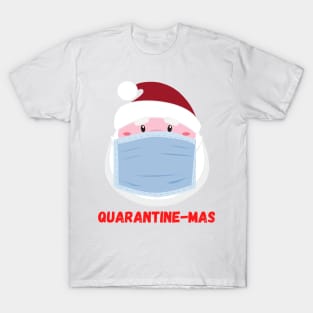 Quarantine-Mas Santa Claus Christmas in Quarantine Santa Clause Wearing a Mask and Social Distancing T-Shirt